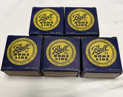 Vintage Ball Dome Lids "63" Small Mouth Lids Original Boxes 5 Boxes - 60 Lids - Image 1 of 4