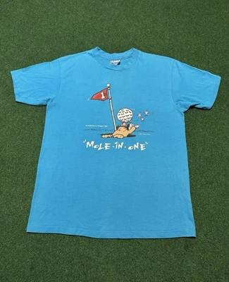 Vintage 80s Mole In One Funny Golf Mole Graphic 50/50 M/L T Shirt - Image 1 of 4
