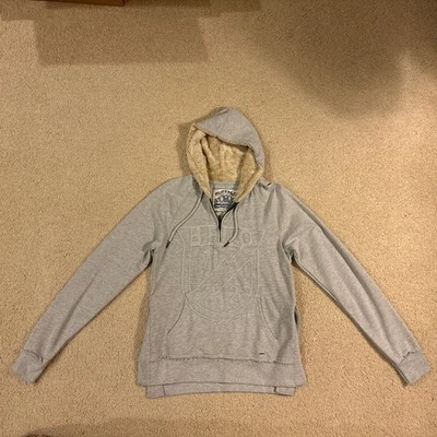 BUFFALO David Bitton Mens Small Gray Embossed Hoodie Terry Cloth Sherpa Hood NWT - Image 1 of 4