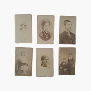 Vintage Lot Of 6 CDV Photo Photographs Late 1900's One Of A interracial couple  - Picture 1 of 10