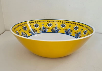Cuenco para servir melamina Le Cadeaux 11" x 4" Benidorm amarillo azul Talavera picnic Foto 1 de 4
