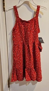 NWT Abercrombie Kids Red Floral Dress Size 9/10 With Matching Hair Scrunchie - Picture 1 of 4