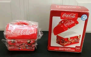 Coca-Cola Ceramic Lunch Box Shaped Salt & Pepper Shaker Set Gibson 2005 - Picture 1 of 8