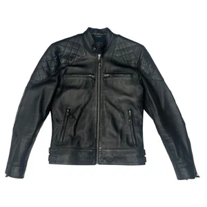 Chaqueta Personalizada de Cuero para Hombres Talla S Café Racer Negra Calce Ajustado Motociclista Leer - Imagen 1 de 20