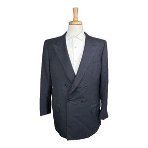 Brioni Navy Blue Striped Dbl Breasted Striped Wool Mens Blazer Size 44R Excellen - Picture 1 of 8