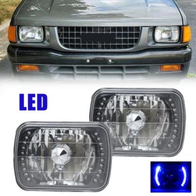 For 1984-1995 Isuzu Pickup PAIR 5x7" 7x6" inch LED Blue Headlights Lens Clear - Image 1 of 4