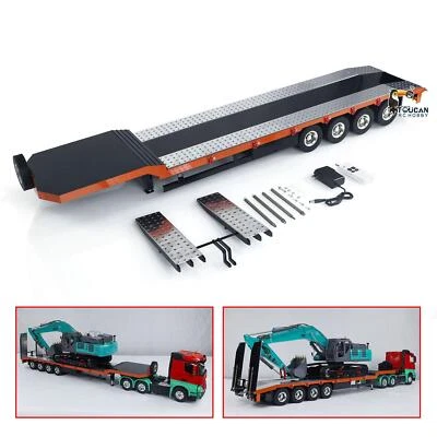 Metal 4-axle Trailer W/Electric Tailboard Support Leg fits 1/14 RC Tractor Truck - Image 1 of 4