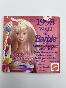 VINTAGE 1998 WORLD OF BARBIE DOLL BARBIE PRODUCT WISH LIST MINI FOLD OUT BOOKLET - Picture 1 of 3