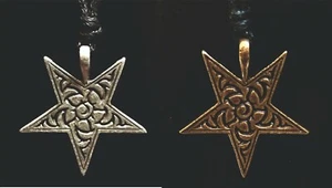 Tribal Star Pentagram Pewter Bronze Pendant Adjustable Cord Necklace Biker - Picture 1 of 3