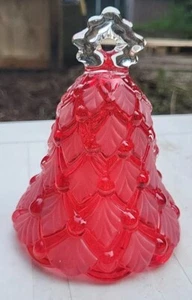 MIKASA Bell Red Winter Dreams Retired Frosted Ruby Crystal Glass Germany Vintage - Picture 1 of 6