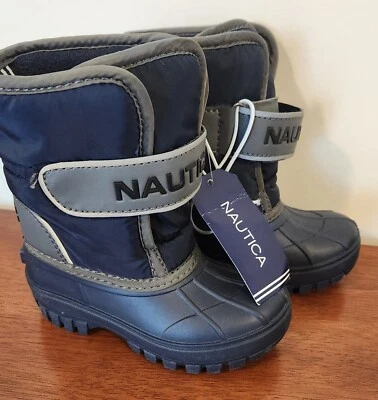 Botas de invierno/nieve aisladas Nautica Little Boys usadas en excelente estado AZUL MARINO talla 8 Foto 1 de 4
