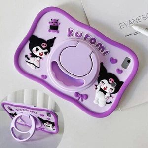 For Apple iPad 6 7 Kuromi Wavy Border Silicone Soft Rotating Bracket Tablet Case - Picture 1 of 12