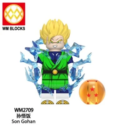2 inch Custom Dragon Ball Z Gohan Minifigure with Base, New/Mint - Image 1 of 2