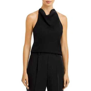Aqua Womens Black Drapey Cowl Neck Tank Halter Top Shell X-Small NWT (bn20) - Picture 1 of 6