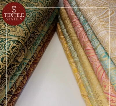 Paisley Brocade Fabric Floral Jacquard Dress Craft Costume Material 44" By Meter - Image 1 of 4