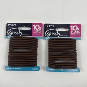 34 Goody Ouchless Non-Metal Elastics Hair Ties -  Brown - Picture 1 of 4