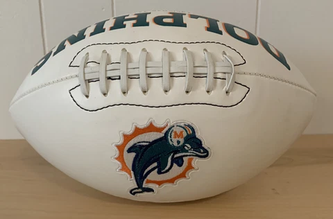Retro Logo Miami Dolphins Embroidered 11” Football Ball - Kelp Inc NFLP 2007 Cover