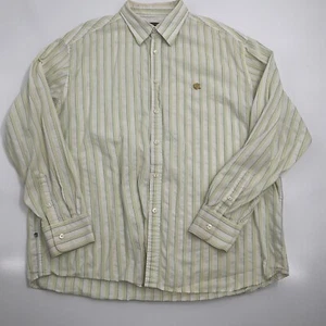 Men’s Rocawear Vintage Striped Button Down Shirt Size 2XL Yellow Cotton 90s - Picture 1 of 11