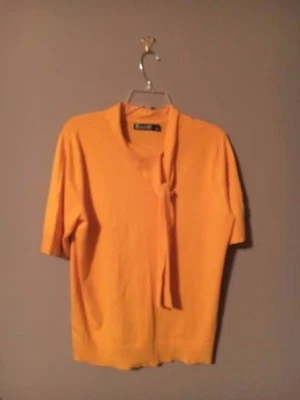 Blusa Suéter Top Mujer 7th Avenue Design Talla L Amarillo Mostaza Corbata Cuello Alto Foto 1 de 2