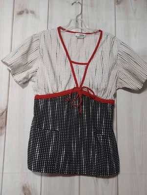 Blusa Médica Life Uniform Damas Mediana Blanca Negra Lunares Foto 1 de 4