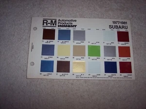 1977-1981 SUBARU EXTERIOR R-M PAINT CHIP COLOR CHART   #401 - Picture 1 of 2