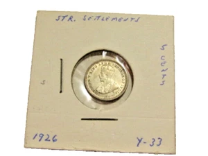 Straits Settlement 1926 5 Cents Silver Coin - Picture 1 of 5