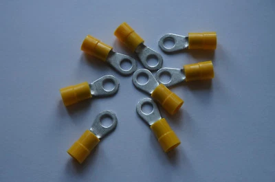 50 Ring, Quetsch, Kabelschuhe, isoliert, gelb 4-6 qmm, M 5, verzinkt, Batterie - Bild 1 von 2