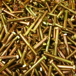 (200) 1/4"-20 X 2" Grade 8 Hex Head Cap Screw Bolt Yellow Zinc Plated Coarse - Picture 1 of 6