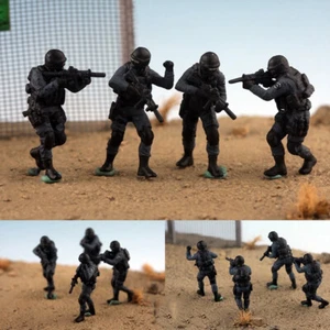 1/72 Black Special Police 4-person miniature model scene props, cars, vehicles, - Picture 1 of 7