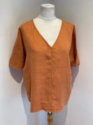 OSKA boxy top blouse Size 2 UK 12 14 VGC oversize washed orange casual linen - Image 1 of 4
