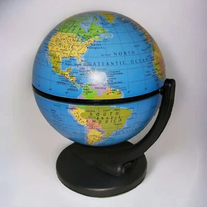 Globo de escritorio Replogle ScanGlobe World de colección 4" de diámetro base negra alrededor de 2001 - Imagen 1 de 6