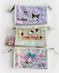 Lot Of (3) Hello Kitty Kuromi My Melody Cosmetic Pencil Pouch Bag Case Travel - Picture 1 of 6