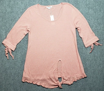 Blusa Simply Noelle Mujer L/XL Flamenco Rosa Blanco Rayas Polialgodón Nueva Foto 1 de 4