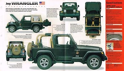 JEEP WRANGLER Sahara SPEC SHEET/Brochure:1998,1997,... Foto 1 de 2