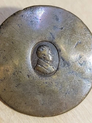 Rare Unknown Antique Button, 1700's, Unknown Face, "Gilt" in back Cover