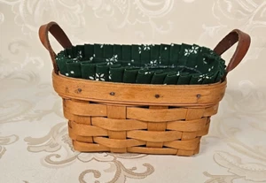 1996 Longaberger Korb 2 Ledergriffe mit Einlage Schutz 7 1/2" x 5 1/4" - Bild 1 von 9