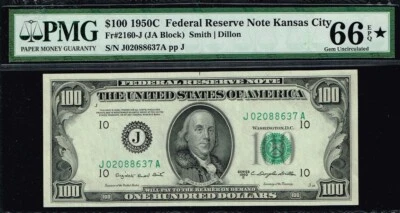 $100 1950C Kansas City FRN. PMG 66 EPQ. Star Designation - Image 1 of 2