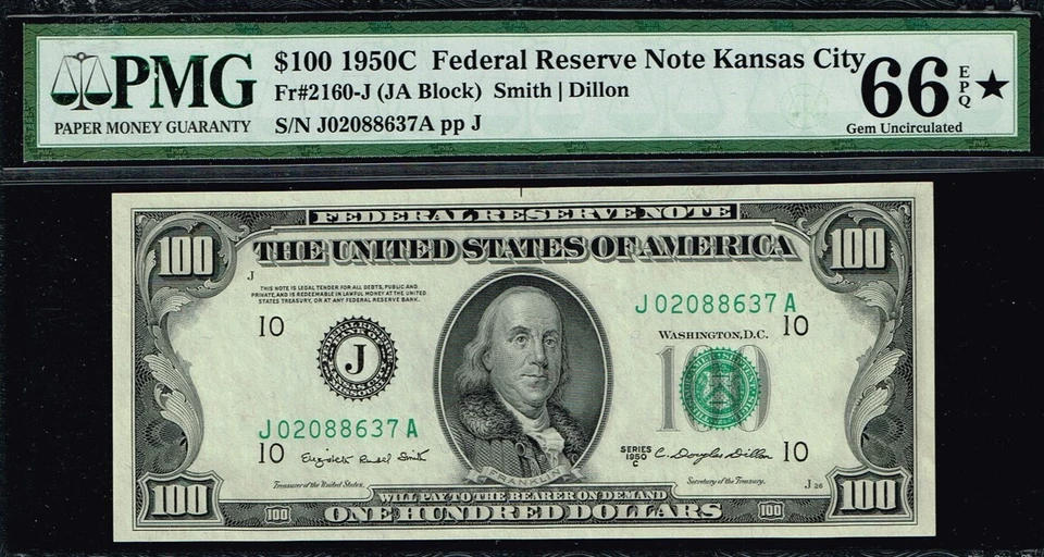 $100 1950C Kansas City FRN. PMG 66 EPQ. Star Designation - Image 1 of 2