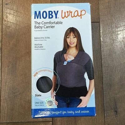 Portabebés Moby Wrap Pizarra Suave Peso Medio Tela Algodón Bebés 8 a 35 Libras Foto 1 de 4