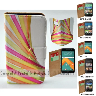 For HTC Series Mobile Phone - Colour Straw Theme Print Wallet Phone Case Cover - Image 1 of 3