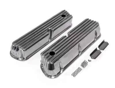 Cubiertas de válvula de aleación fundida altas retro con aletas para Ford V8 Windsor 289 302 351 Foto 1 de 2