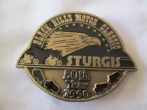 STURGIS 50th Year 1990 Belt Buckle Black Hills Motor Classic Motorcycle Rally - Picture 1 of 5