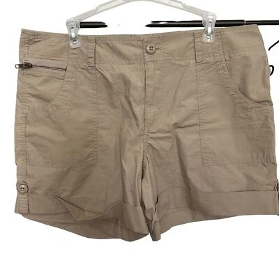 Pantalones Cortos Chinos London Jean Para Mujer Frente Plano Puño Enrollado Preppy Bronceado Talla 14 Foto 1 de 4