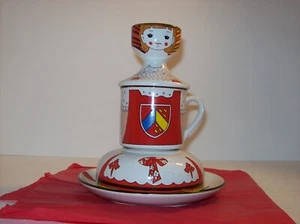 FOUR PIECE MAIDEN GIRL'S BREAKFAST SET - EGG CUP, MUG, BOWL AND PLATE - Picture 1 of 3