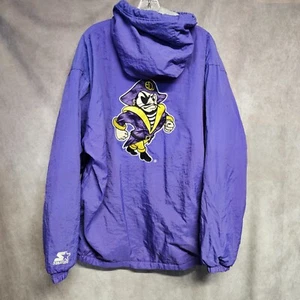 Rare Vintage 90s East Carolina Pirates ECU Winter Puffer Jacket Mens L - Picture 1 of 10