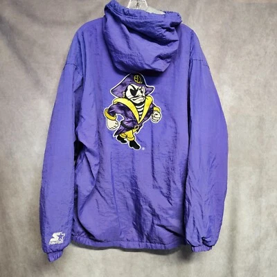 Chaqueta acolchada de invierno rara vintage de los 90 de los piratas de Carolina del Este ECU para hombre L Foto 1 de 4