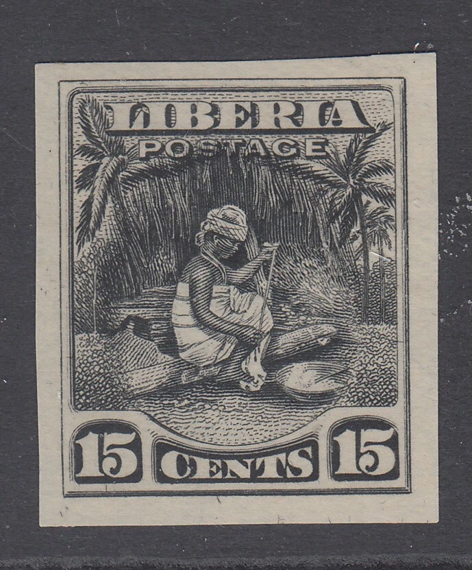 Liberia # 119 MNG PROOF en NEGRO sobre papel edición 1909 algodón hilado Foto 1 de 1