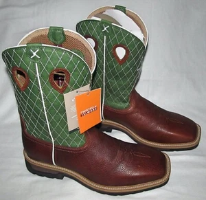 New Twisted X Green Cross Steel Toe 12" Work Cowboy Boots Mens Size 14 D - Picture 1 of 7
