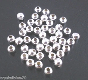 Smooth Silver Plated Round Ball Spacer Beads Metal 2.4mm 3mm 4mm 5mm 6mm 8mm - Picture 1 of 4