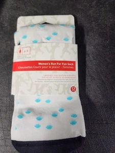 Lululemon Women’s Run For Fun Socks – White w/ Blue Dots (Size 6–9) – NWT - Picture 1 of 2